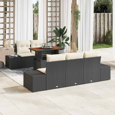 Tuinbankenset 6 st Zwart en Crème