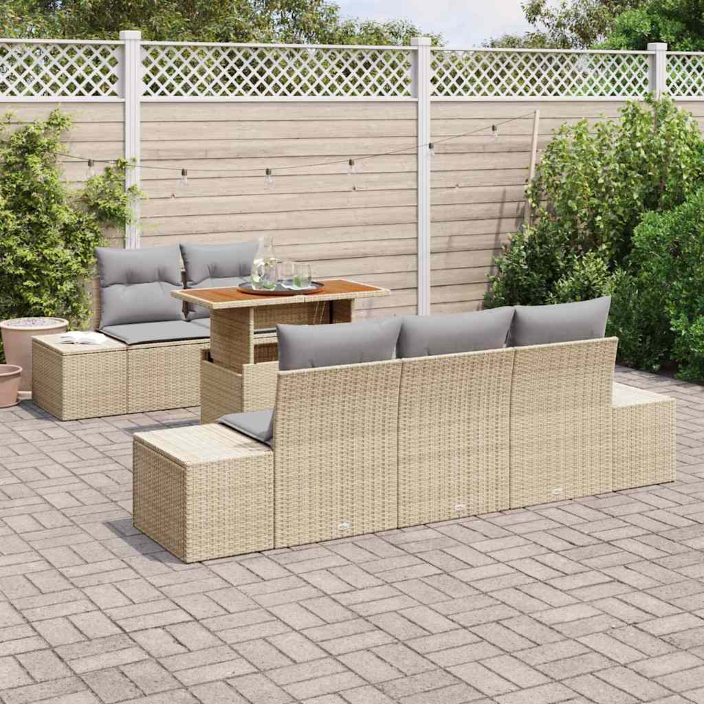 Tuinbankenset 6 st Beige en Grijs