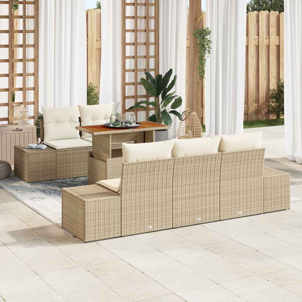 Tuinbankenset 6 st Beige en Crème
