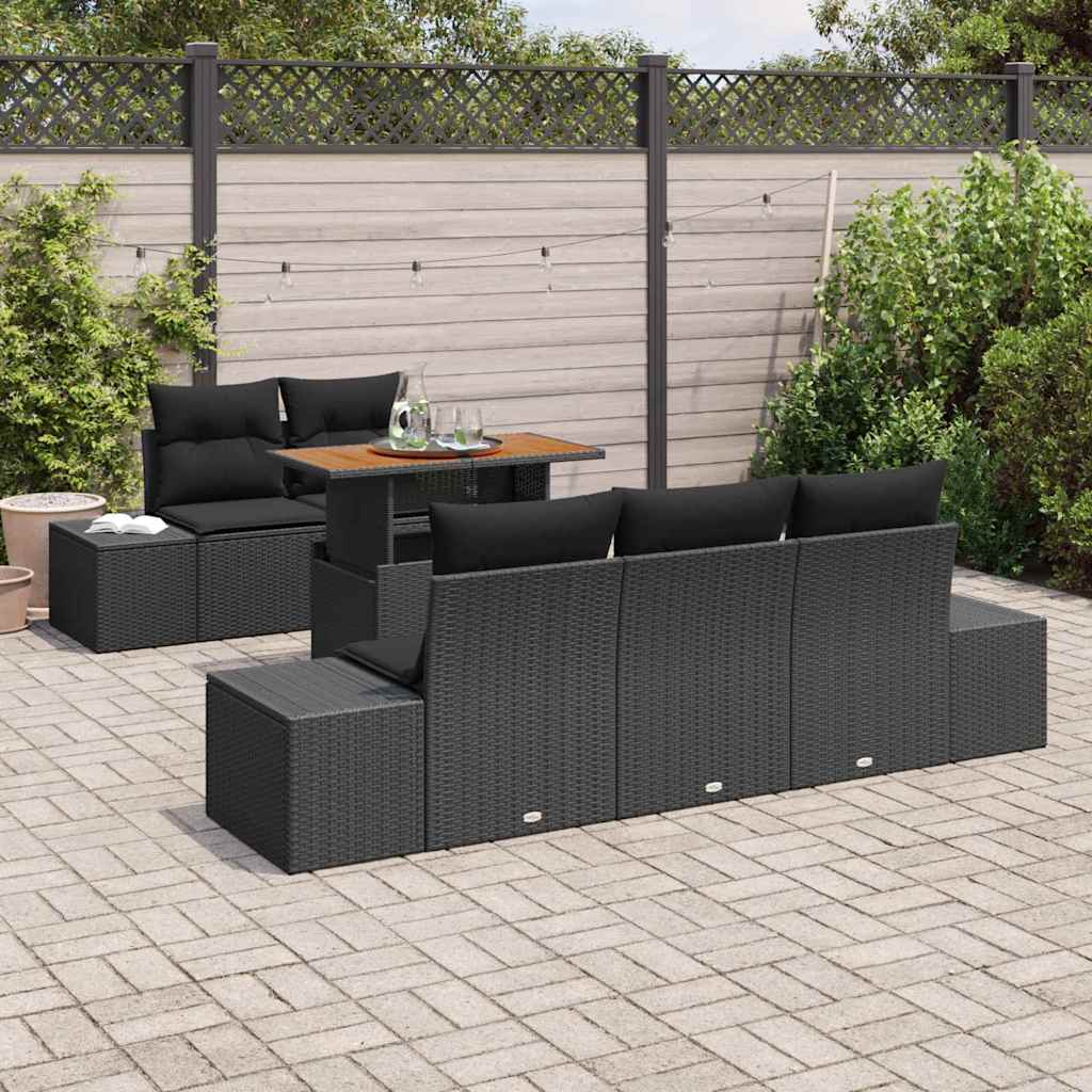 Tuinbankenset 6 st Zwart en Bruin