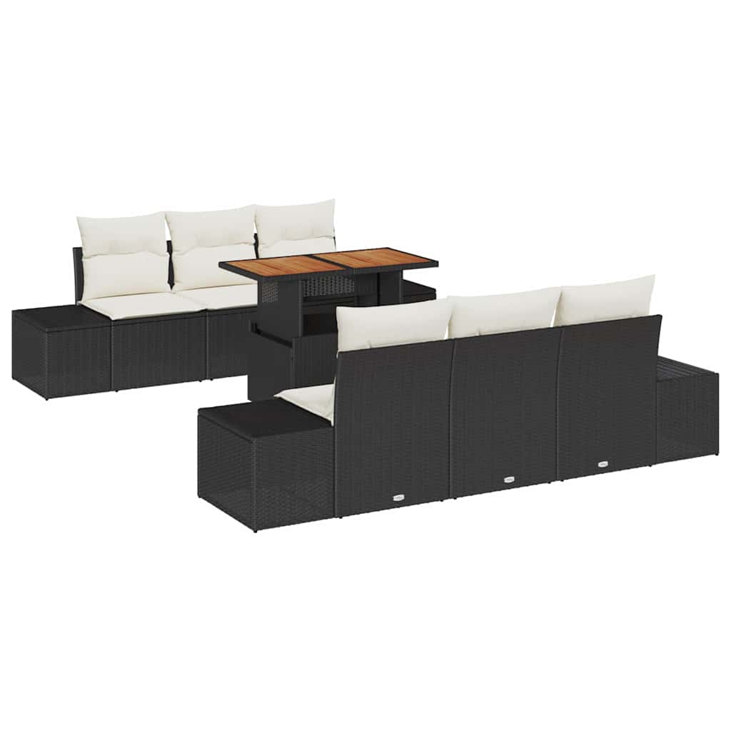 Tuinbankenset 7 st Zwart poly rattan