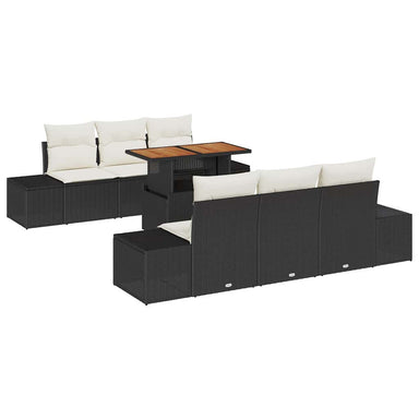 Tuinbankenset 7 st Zwart poly rattan