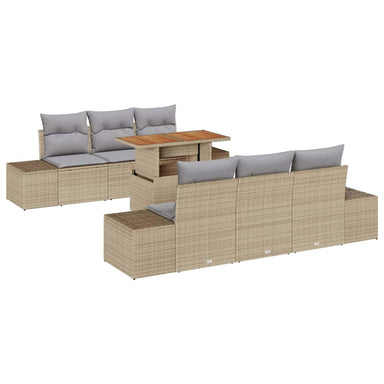 Tuinbankenset 7 st Beige poly rattan
