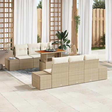 Tuinbankenset 7 st Beige poly rattan