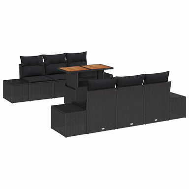 Tuinbankenset 7 st Zwart poly rattan