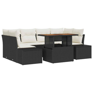 Tuinbankenset 7 st Zwart poly rattan
