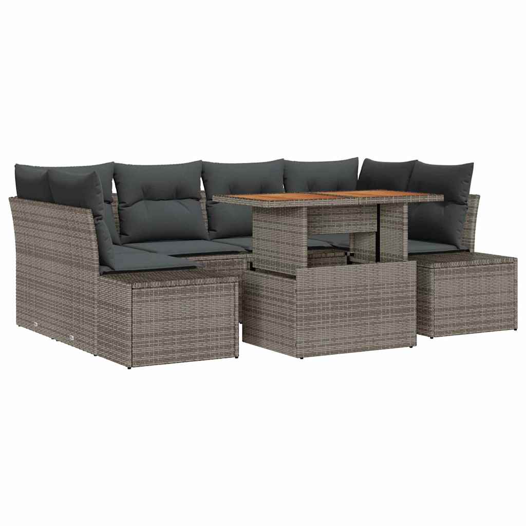 Tuinbankenset 7 st Grijs poly rattan