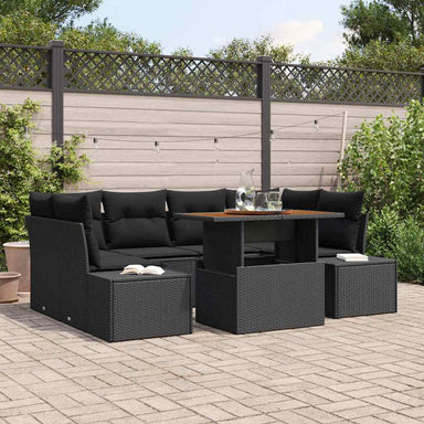 Tuinbankenset 7 st Zwart poly rattan