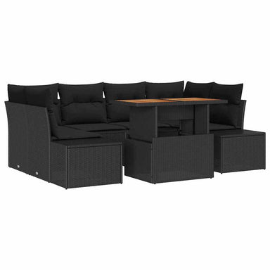 Tuinbankenset 7 st Zwart poly rattan
