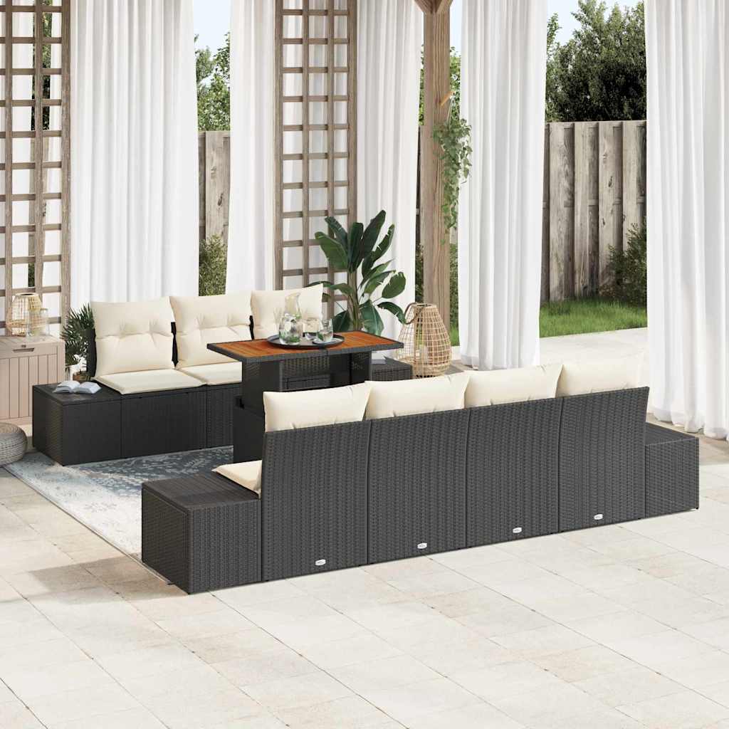 Tuinbankenset 8 st Zwart poly rattan