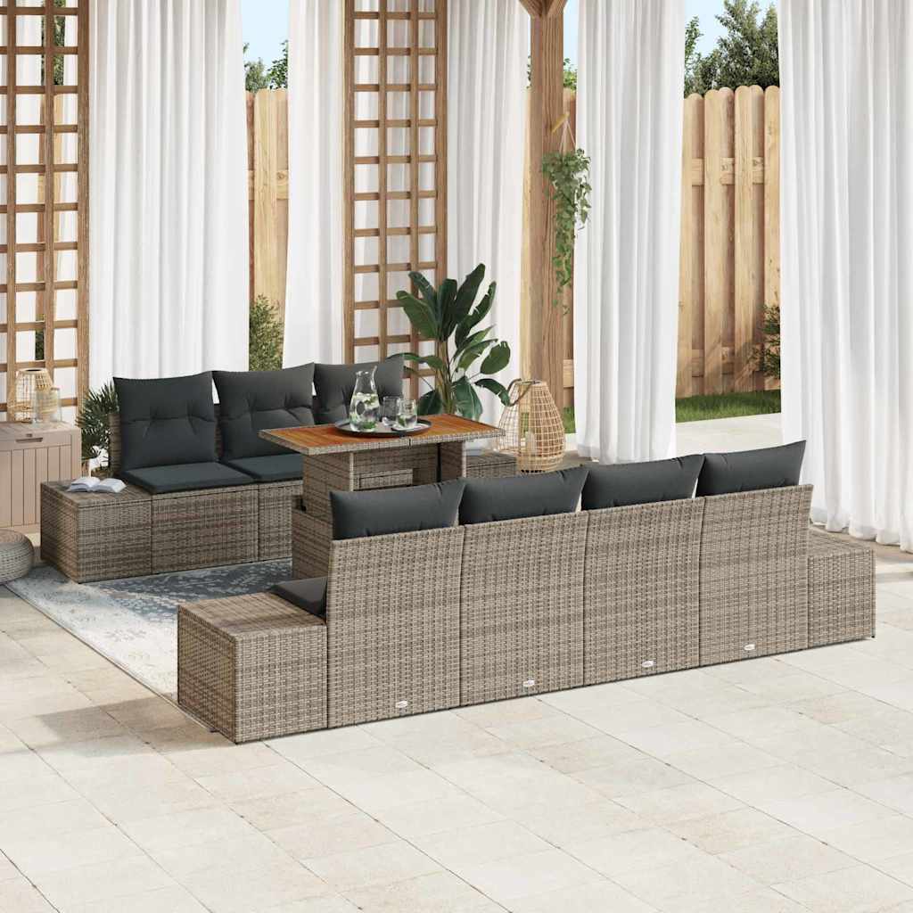 Tuinbankenset 8 st Grijs poly rattan