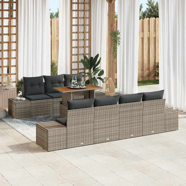 Tuinbankenset 8 st Grijs poly rattan
