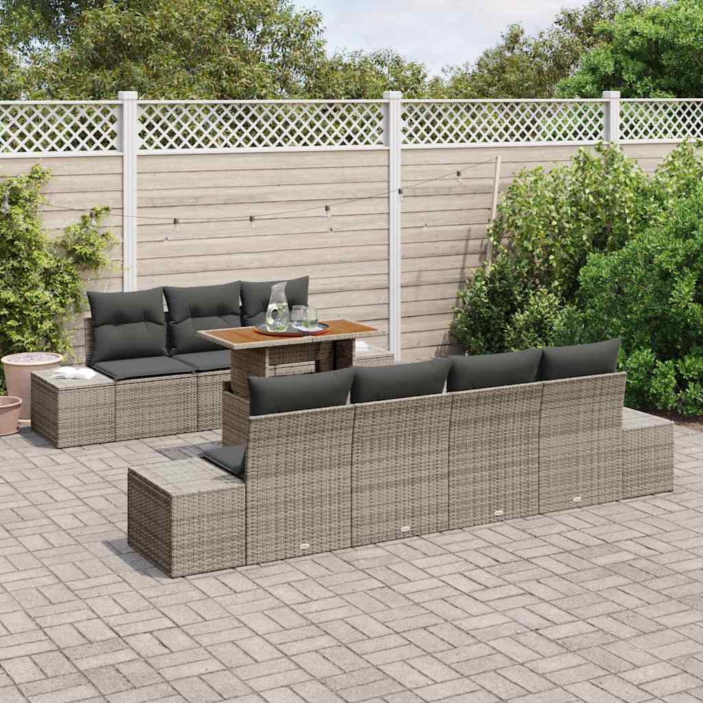Tuinbankenset 8 st Grijs poly rattan