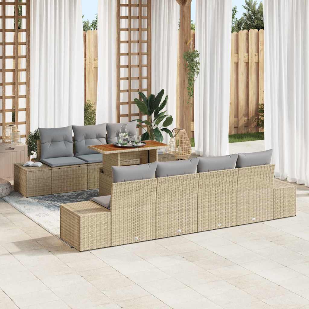 Tuinbankenset 8 st Beige poly rattan
