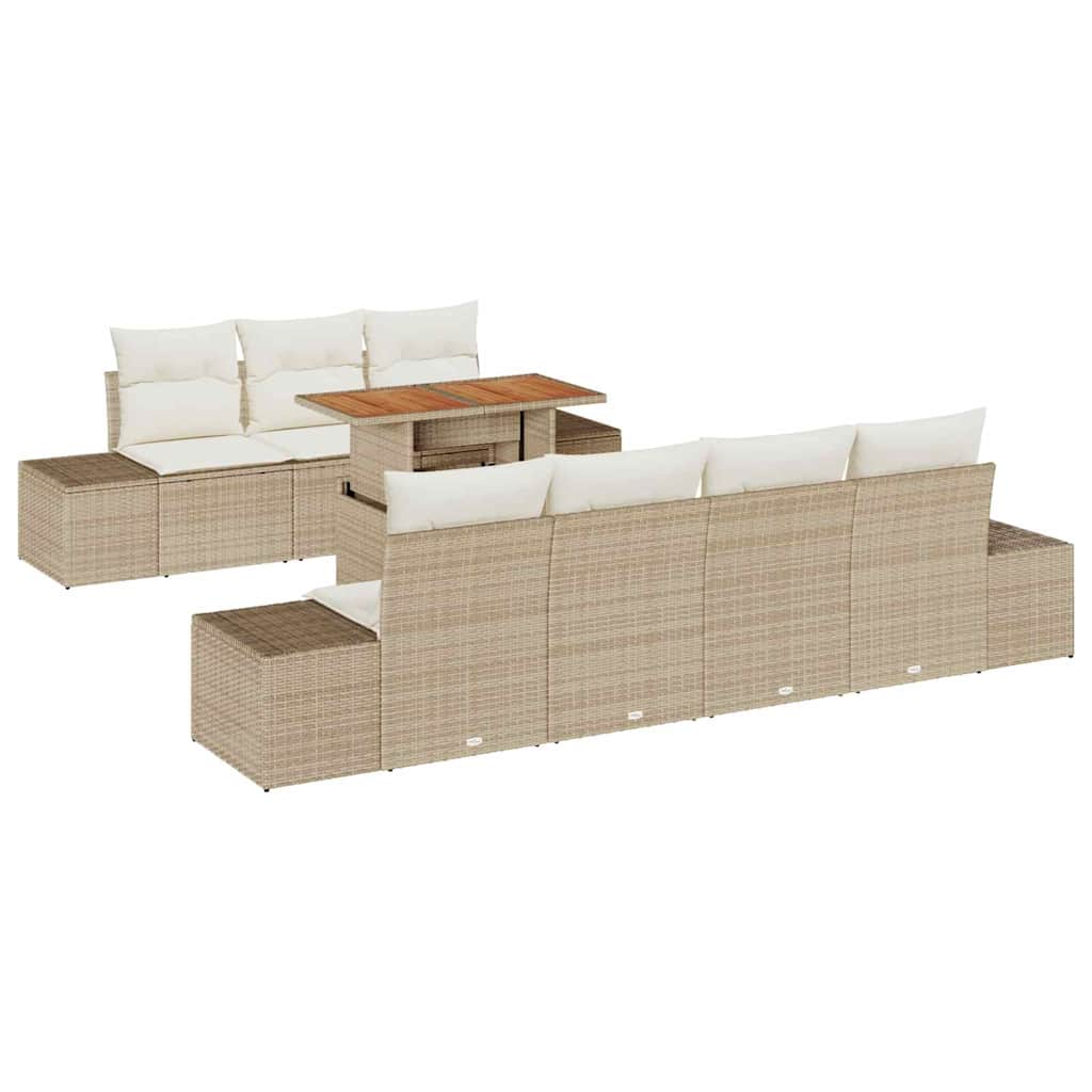 Tuinbankenset 8 st Beige poly rattan
