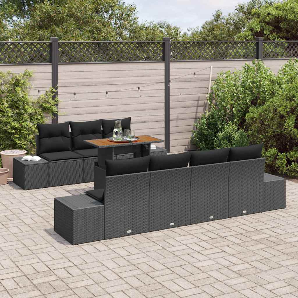 Tuinbankenset 8 st Zwart poly rattan