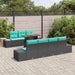 Tuin Eetset 8 st 7-Aantal zitplaatsen Zwart en Blauwgroen