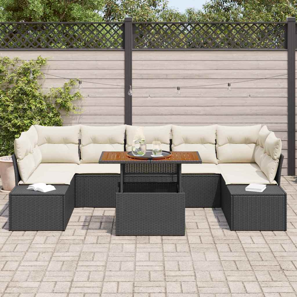 Tuinbankenset 8 st Zwart poly rattan
