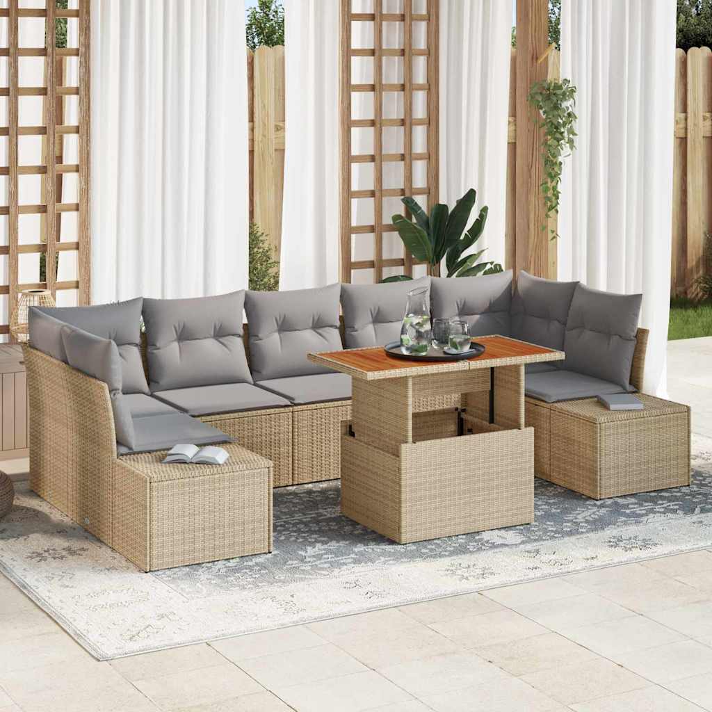 Tuinbankenset 8 st Beige poly rattan