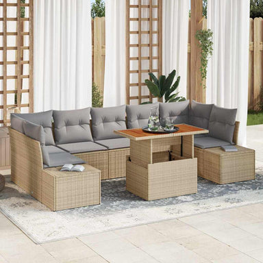 Tuinbankenset 8 st Beige poly rattan