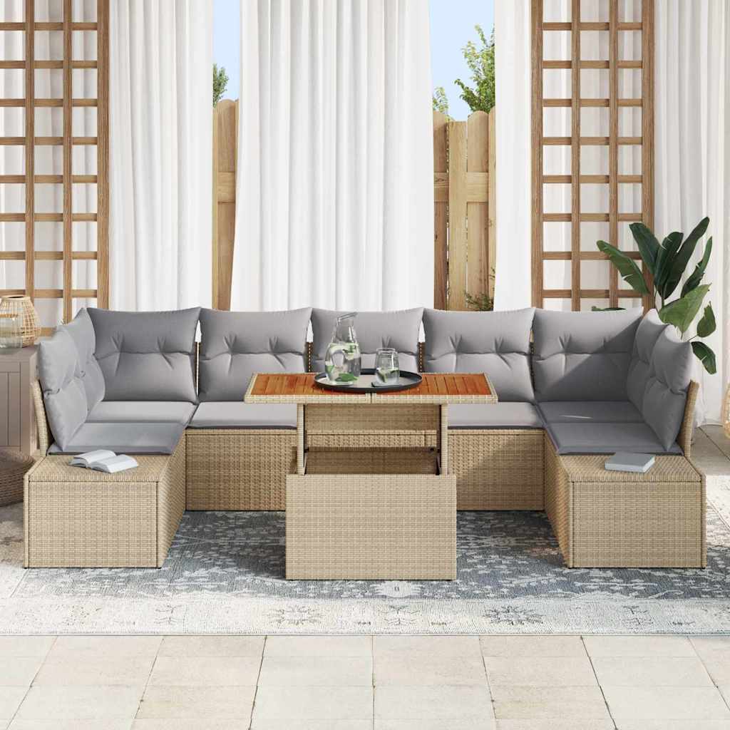 Tuinbankenset 8 st Beige poly rattan
