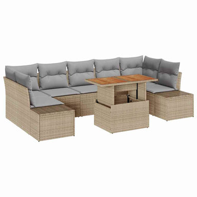 Tuinbankenset 8 st Beige poly rattan
