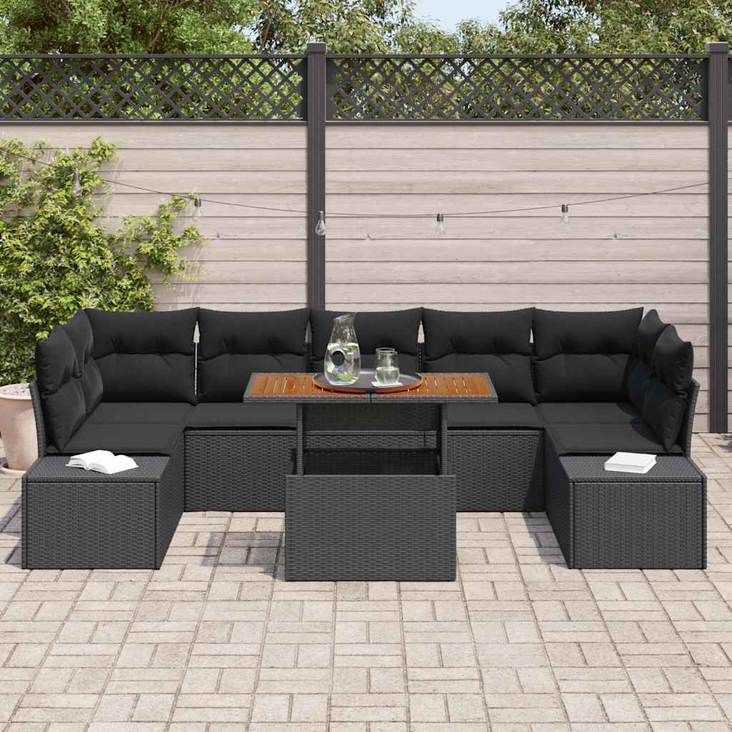 Tuinbankenset 8 st Zwart poly rattan