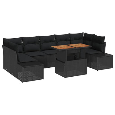 Tuinbankenset 8 st Zwart poly rattan