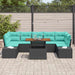 Tuin Eetset 8 st 7-Aantal zitplaatsen Zwart en Blauwgroen