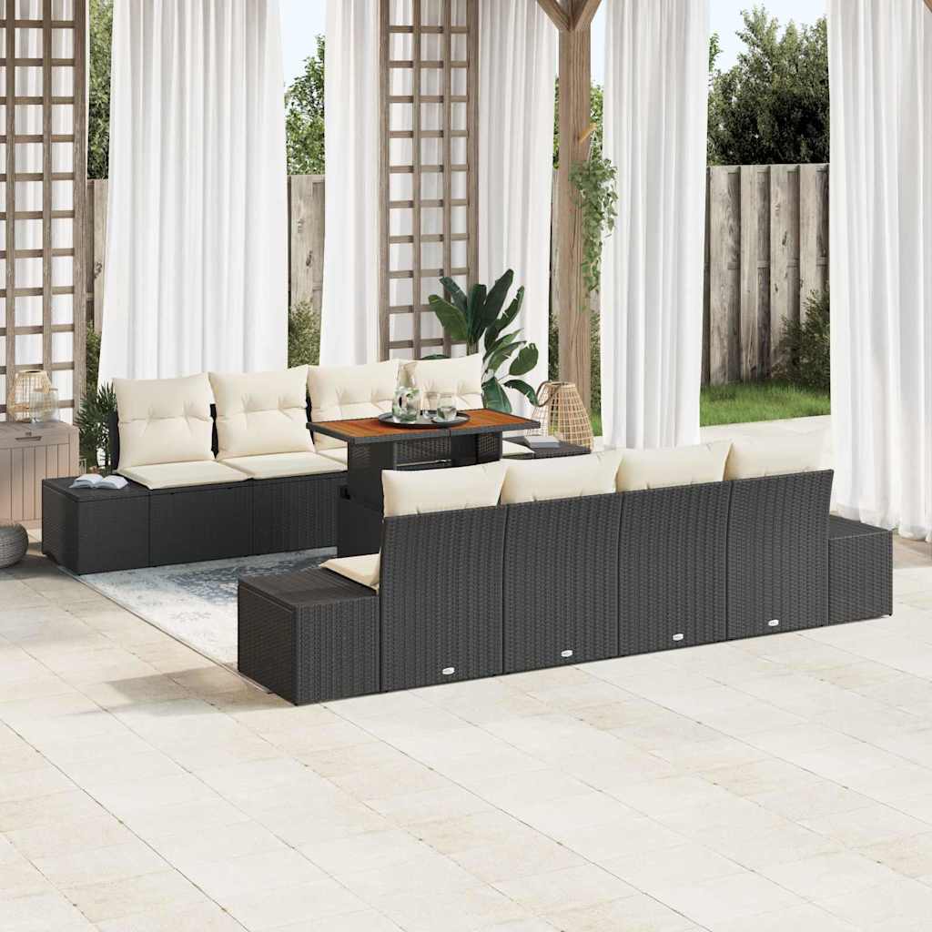 Tuinbankenset 9 st Zwart poly rattan
