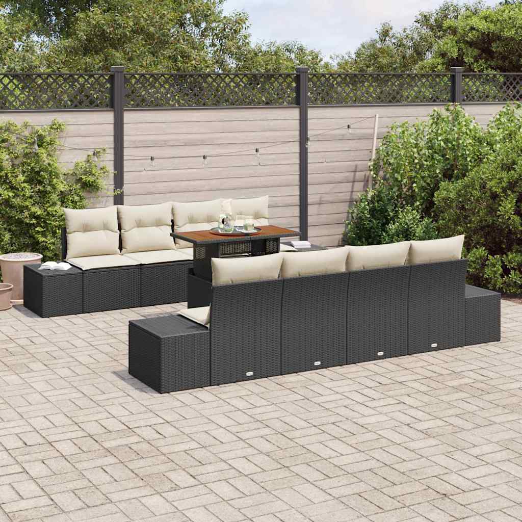 Tuinbankenset 9 st Zwart poly rattan