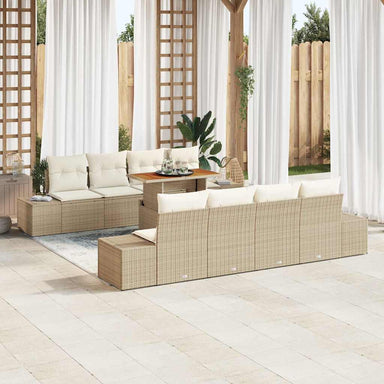 Tuinbankenset 9 st Beige poly rattan