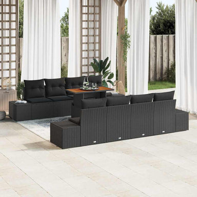Tuinbankenset 9 st Zwart poly rattan