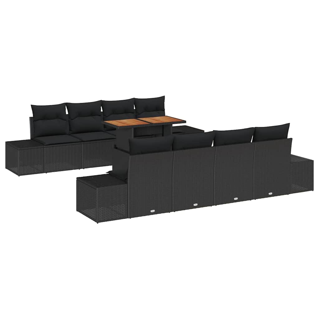 Tuinbankenset 9 st Zwart poly rattan