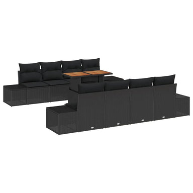 Tuinbankenset 9 st Zwart poly rattan