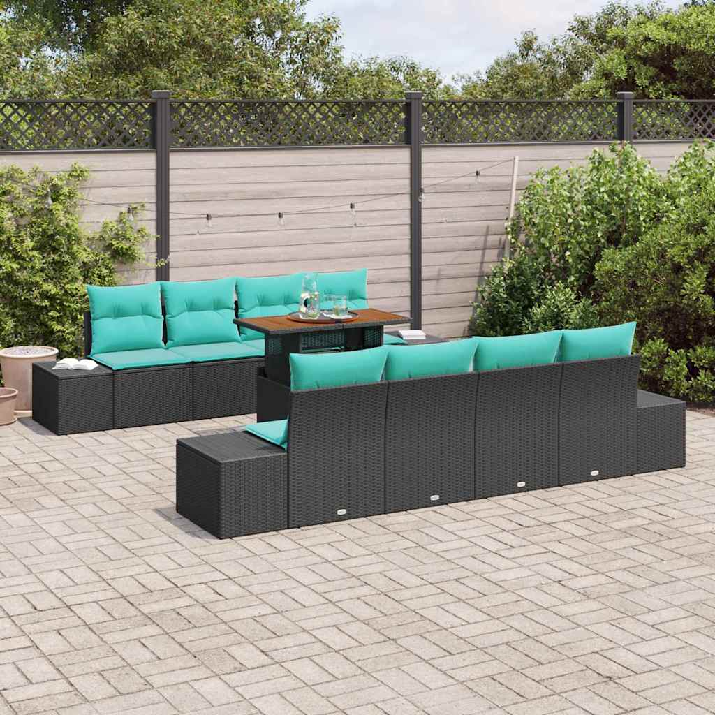 Tuin Eetset 7 st 6-Aantal zitplaatsen Zwart en Blauwgroen