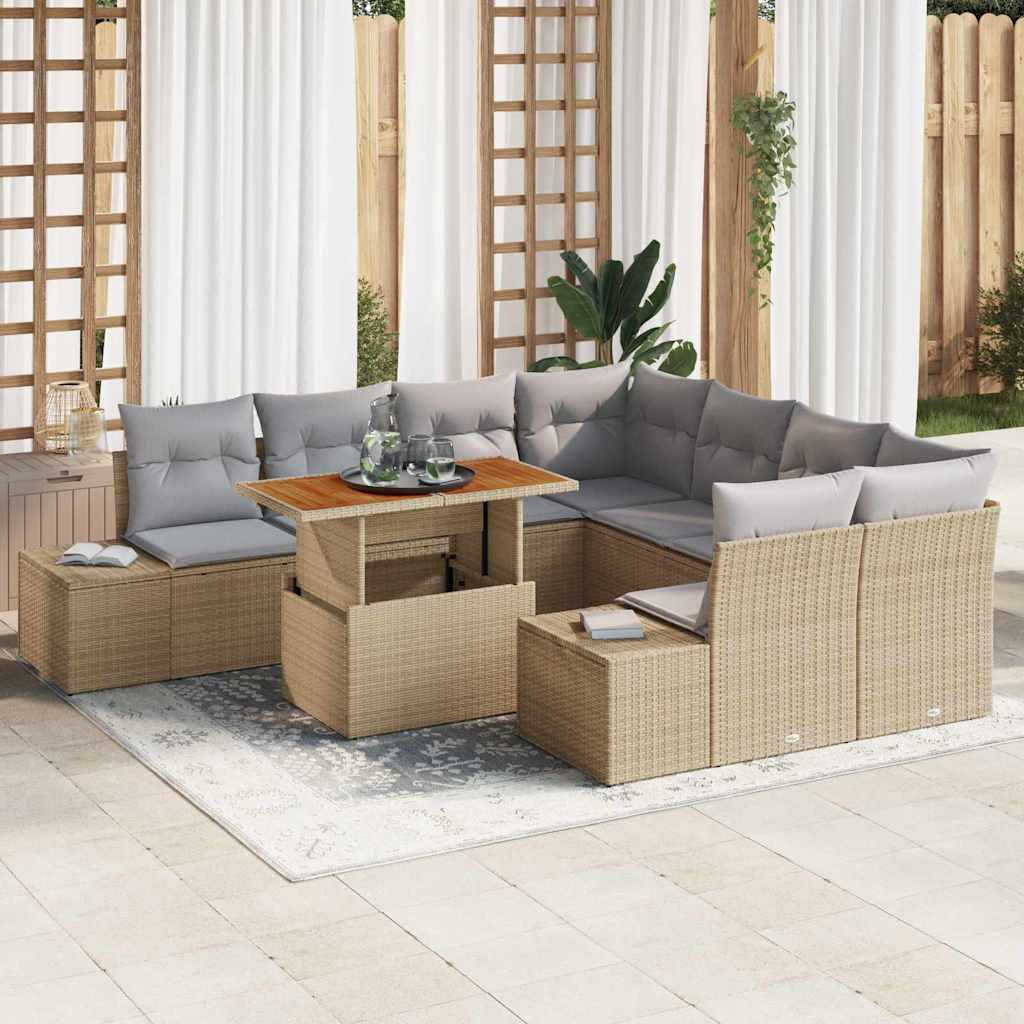 Tuinbankenset 9 st Beige en Grijs