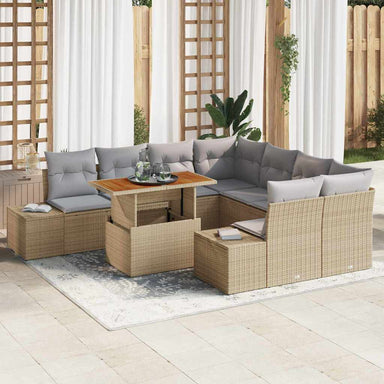 Tuinbankenset 9 st Beige en Grijs