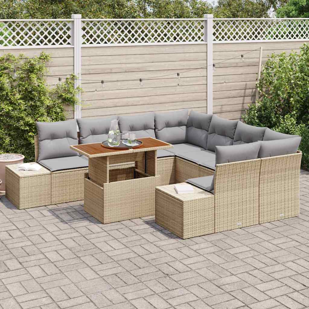 Tuinbankenset 9 st Beige en Grijs