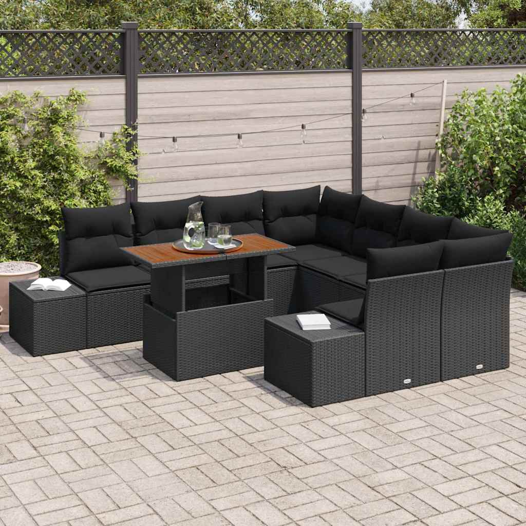 Tuinbankenset 9 st Zwart en Bruin