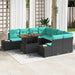 Tuin Eetset 9 st 8-Aantal zitplaatsen Zwart en Blauwgroen