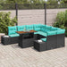 Tuin Eetset 9 st 8-Aantal zitplaatsen Zwart en Blauwgroen