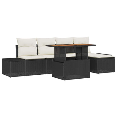 Tuinbankenset 6 st Zwart poly rattan