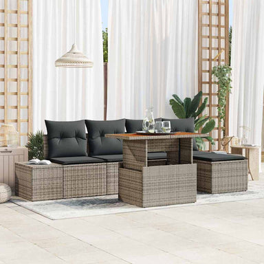 Tuinbankenset 6 st Grijs poly rattan