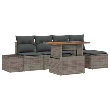 Tuinbankenset 6 st Grijs poly rattan