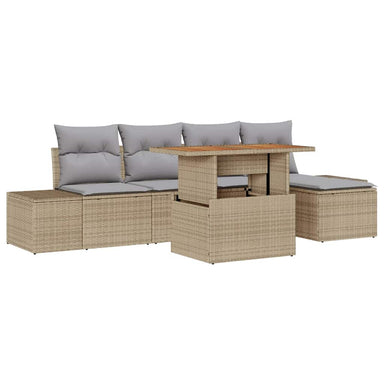 Tuinbankenset 6 st Beige poly rattan