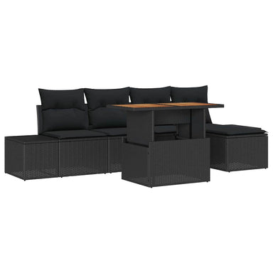 Tuinbankenset 6 st Zwart poly rattan
