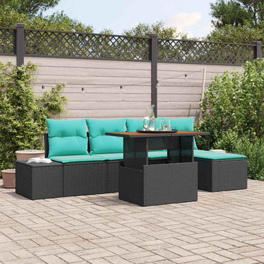 Tuin Eetset 6 st Zwart en Blauwgroen