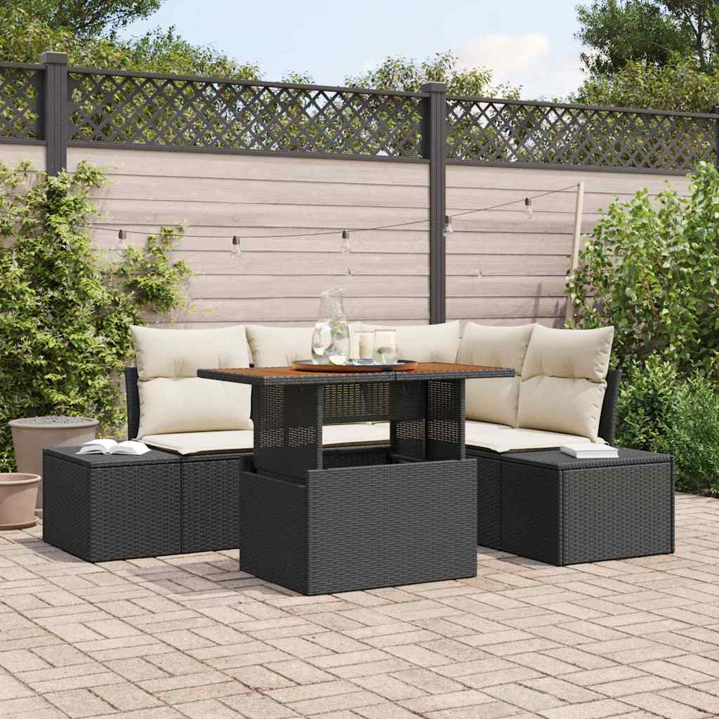 Tuinbankenset 5 st Zwart en Crème