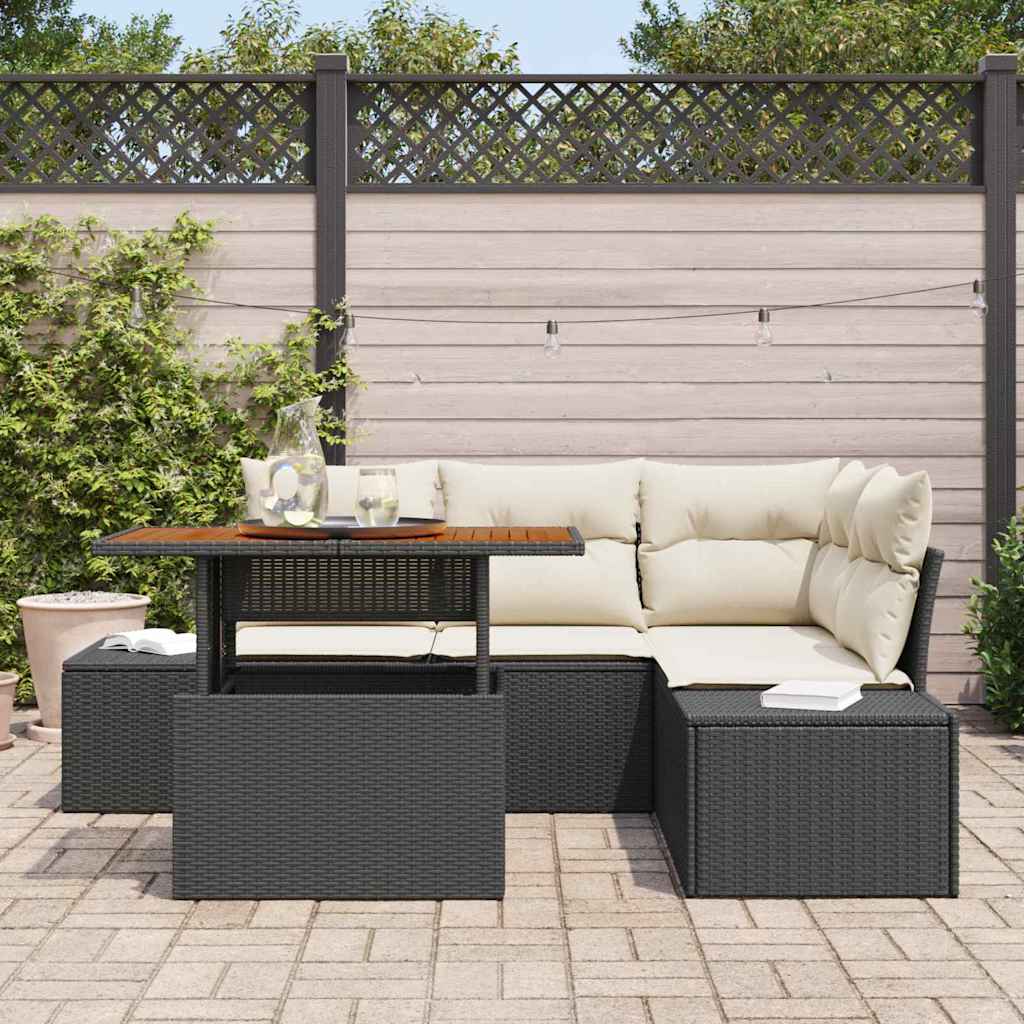 Tuinbankenset 5 st Zwart en Crème